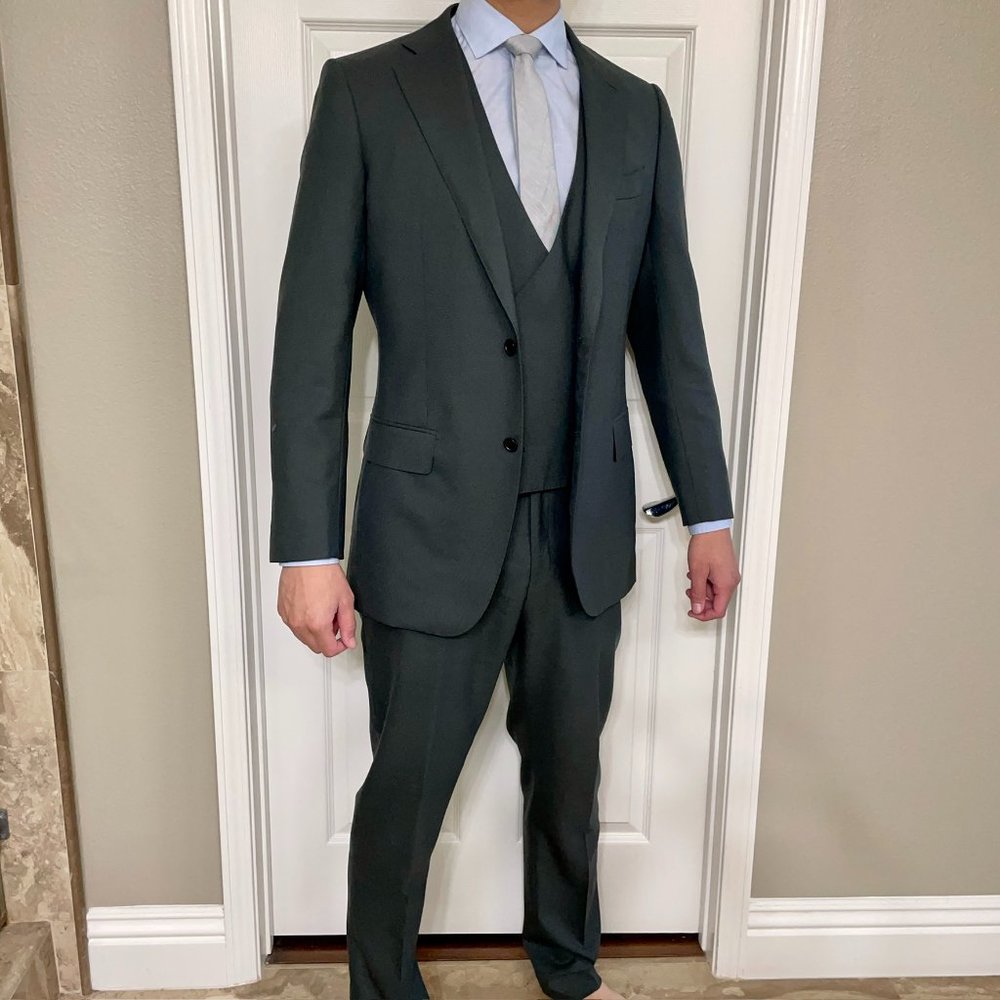 SUITSUPPLY 3-PIECE LAZIO SOHO FERRARA 42L VBC Rustic Tropical Forest Green Suit